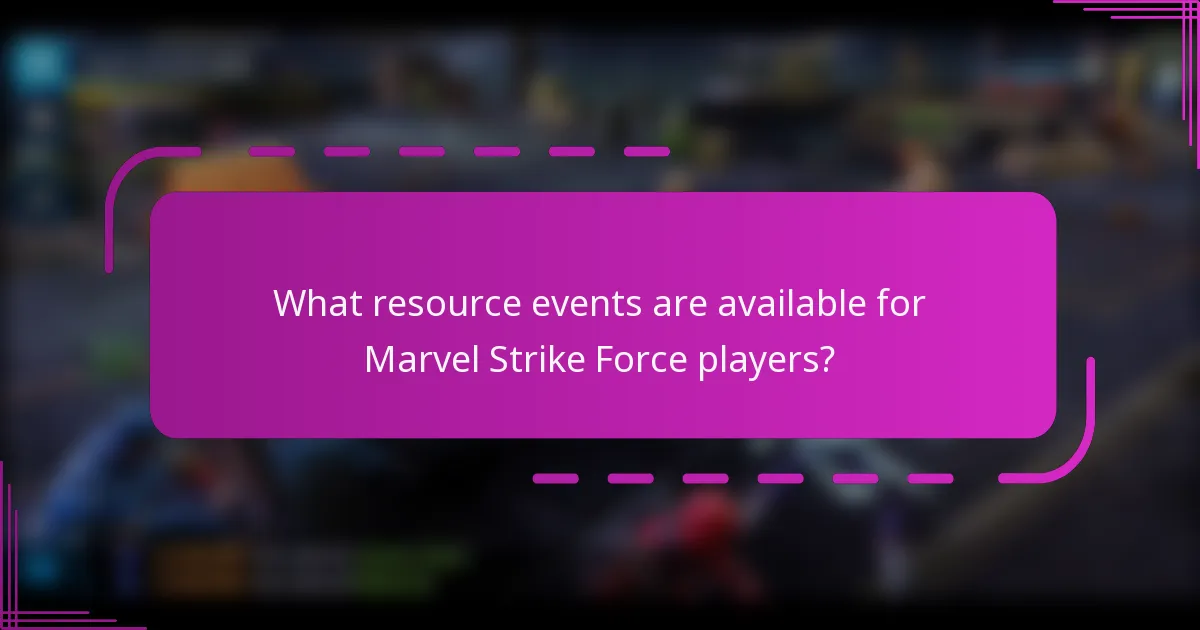 What resource events are available for Marvel Strike Force players?