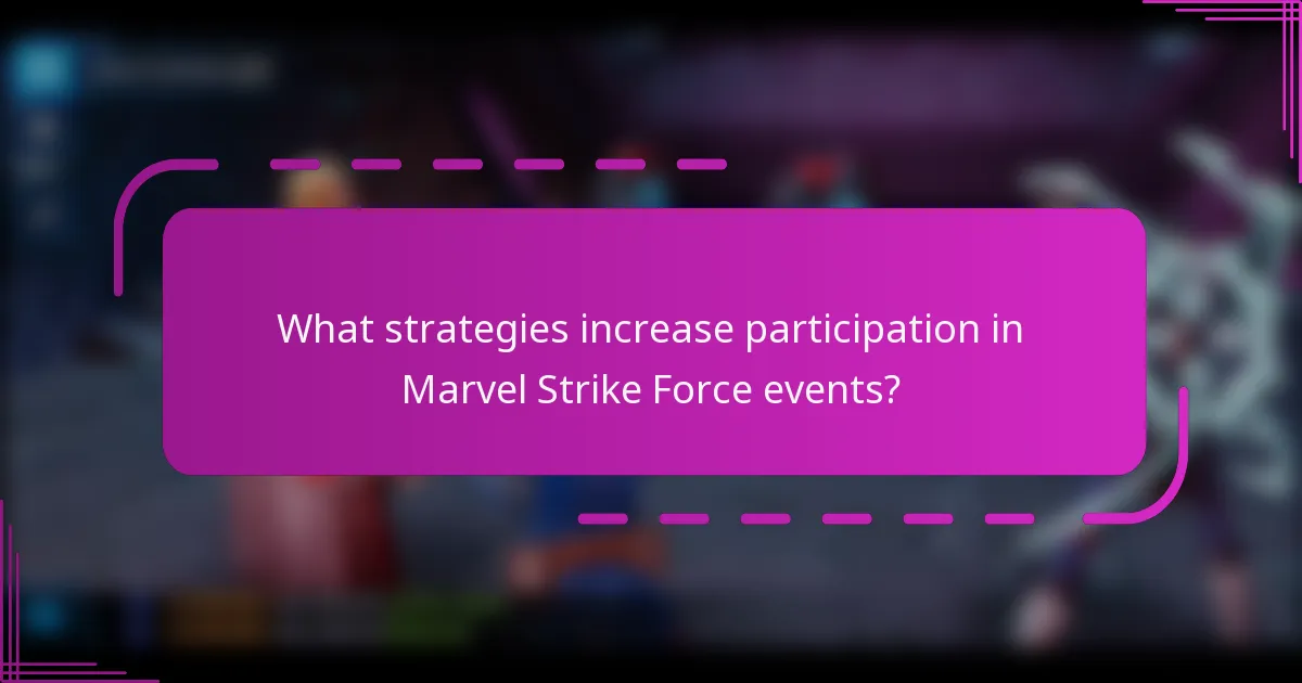 What strategies increase participation in Marvel Strike Force events?